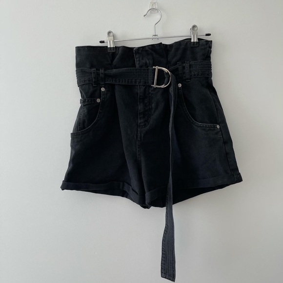 Zara Pants - ZARA WOMENS SIZE 8 BAGGY D RING BLACK DENIM SHORTS